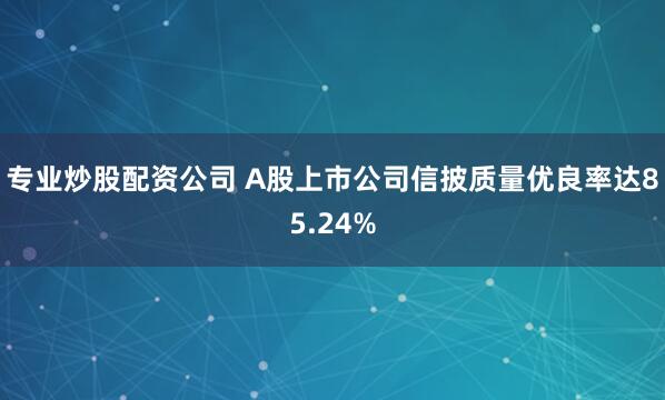 专业炒股配资公司 A股上市公司信披质量优良率达85.24%