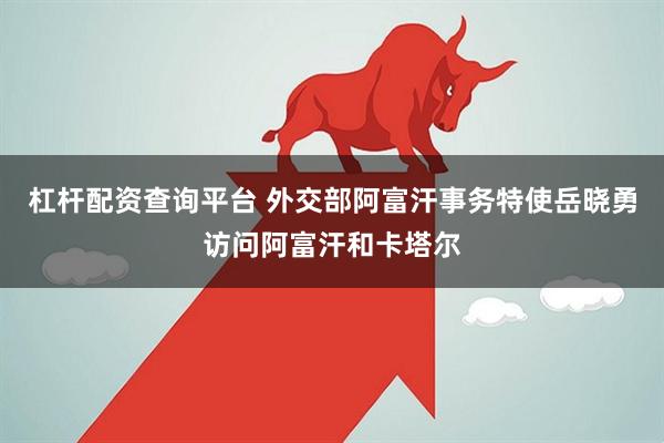 杠杆配资查询平台 外交部阿富汗事务特使岳晓勇访问阿富汗和卡塔尔